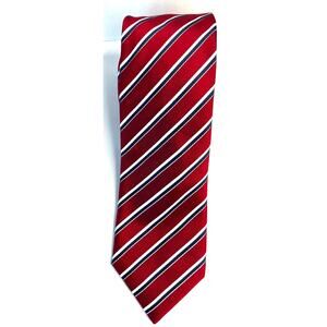 Barneys New York Men Red Blue White Striped Silk Neck Tie